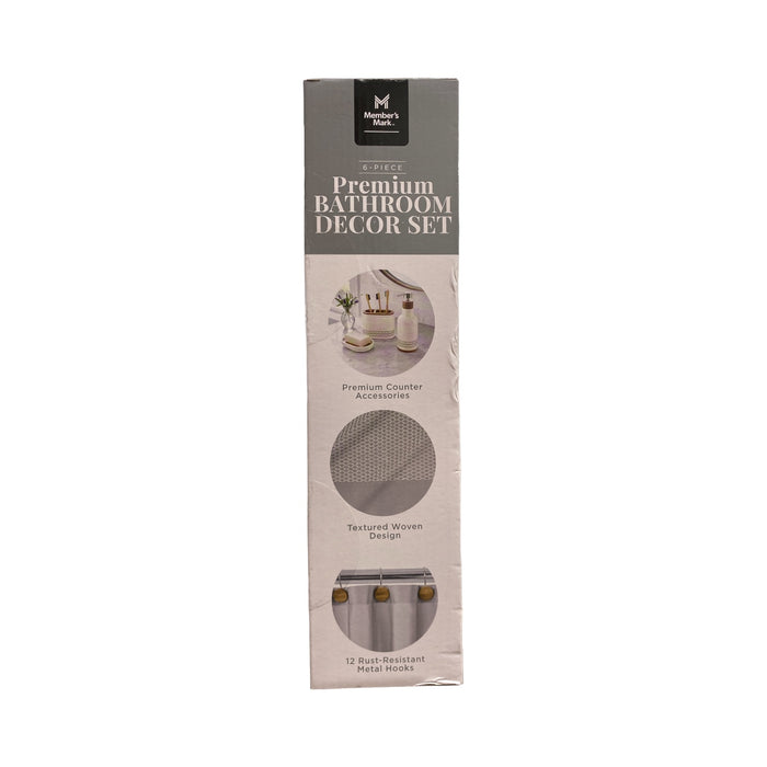 Member's Mark 6-Piece Premium Bath Set, Soft Silver/Wood