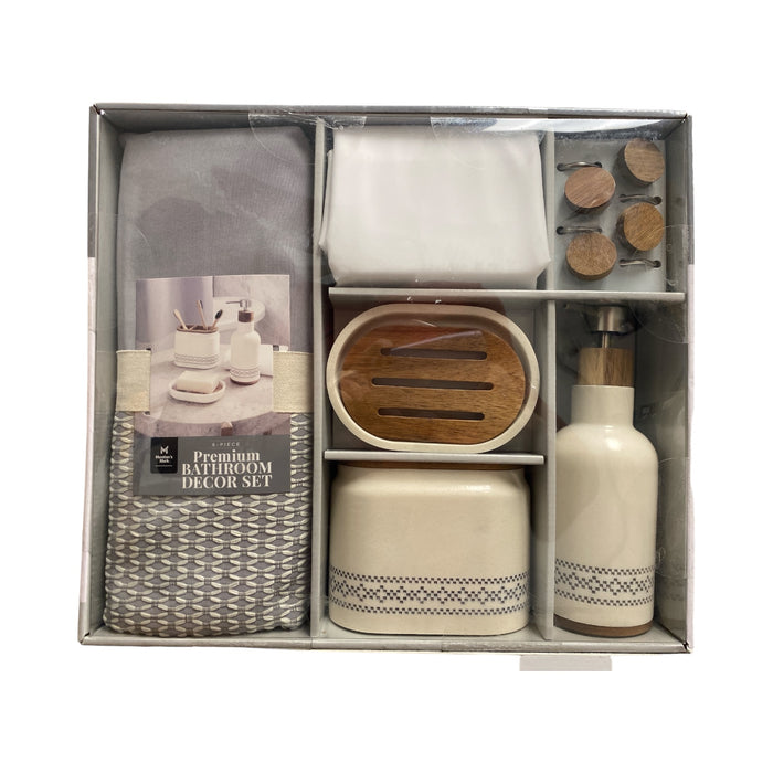 Member's Mark 6-Piece Premium Bath Set, Soft Silver/Wood