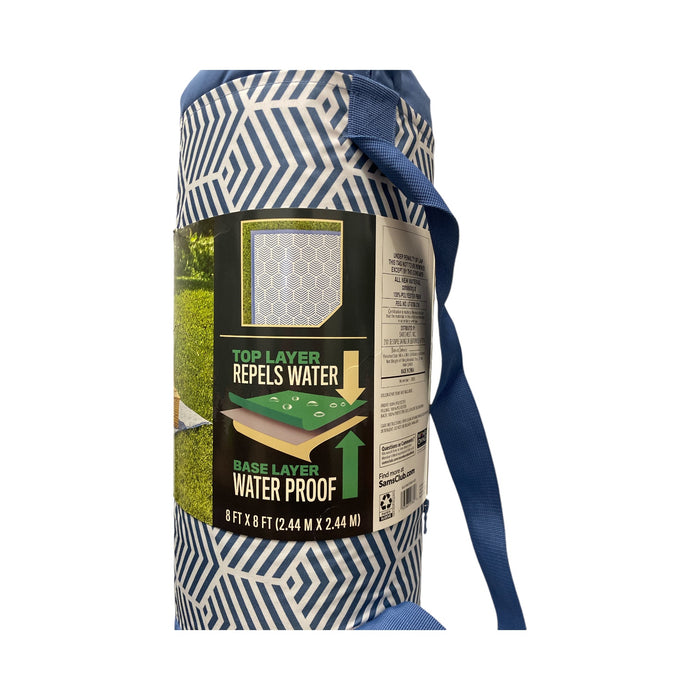 Member's Mark Waterproof Oversized 8' x 8' Outdoor Blanket, Blue Honeycomb