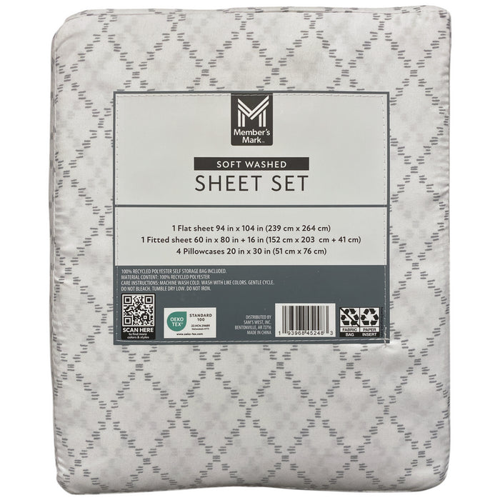 Member's Mark Soft Washed Recycled Microfiber 6-Piece Sheet Set, Queen