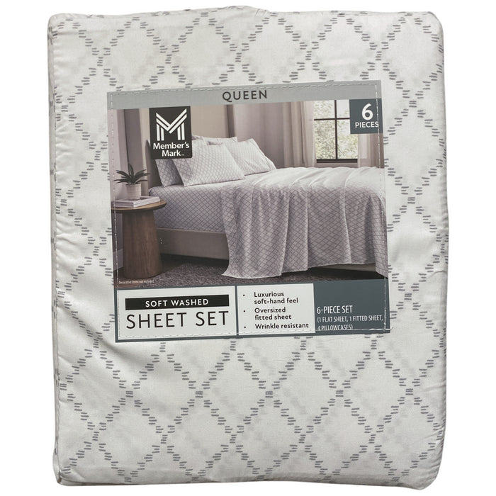 Member's Mark Soft Washed Recycled Microfiber 6-Piece Sheet Set, Queen