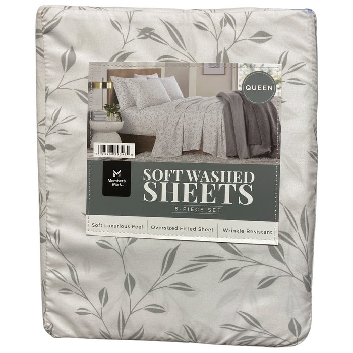Member's Mark Soft Washed Recycled Microfiber 6-Piece Sheet Set, Queen