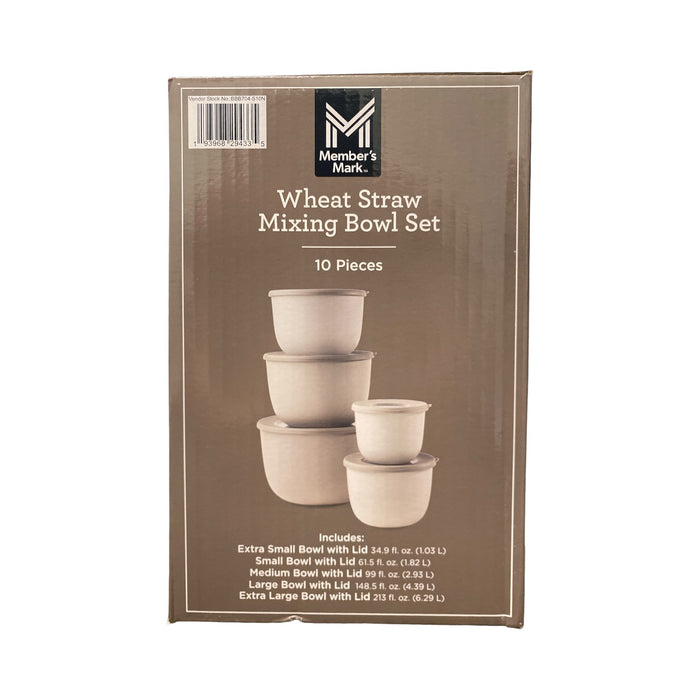 Member's Mark Wheat Straw, Break Resistant Mixing Bowl Set, 10pc