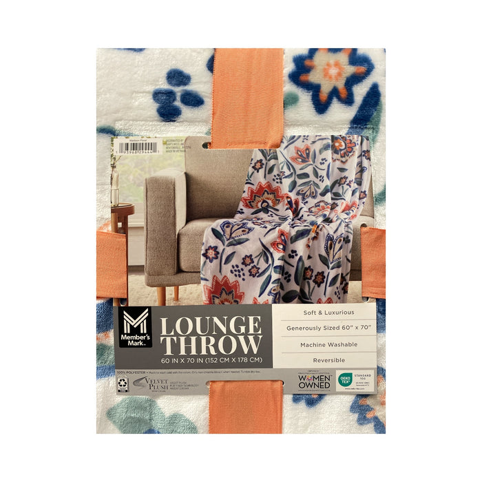 Member's Mark Reversible Oversized Velvety Soft Lounge Throw Blanket, 60" x 70"