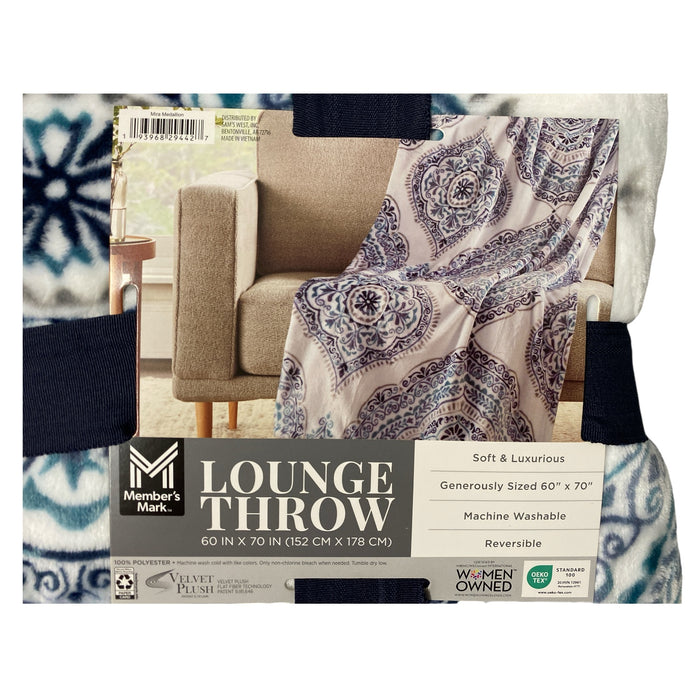 Member's Mark Reversible Oversized Velvety Soft Lounge Throw Blanket, 60" x 70"