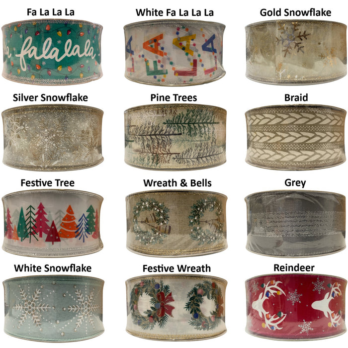 Member's Mark Premium Wired Edge Holiday Ribbon, 2.5" Wide x 50 Yds
