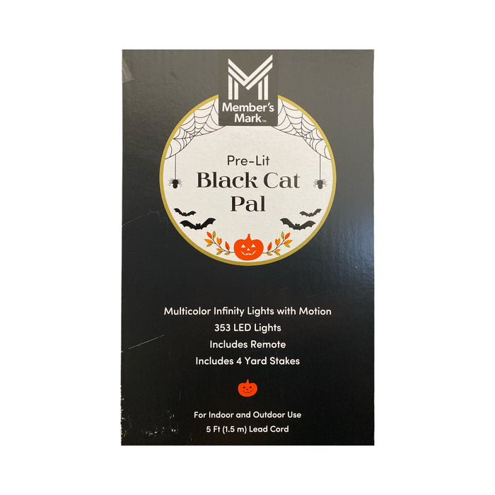 Member's Mark 353 LED Pre-Lit Infinity Mirror Black Cat Pal with Remote, 5'