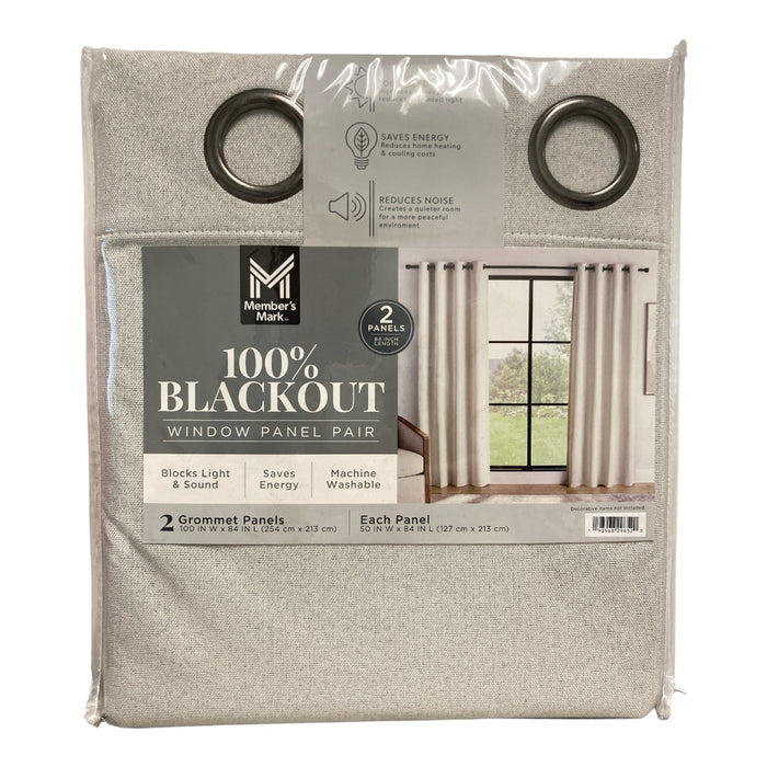 Member's Mark 100% Blackout Grommet Window Panel, 50"x84", 2pk