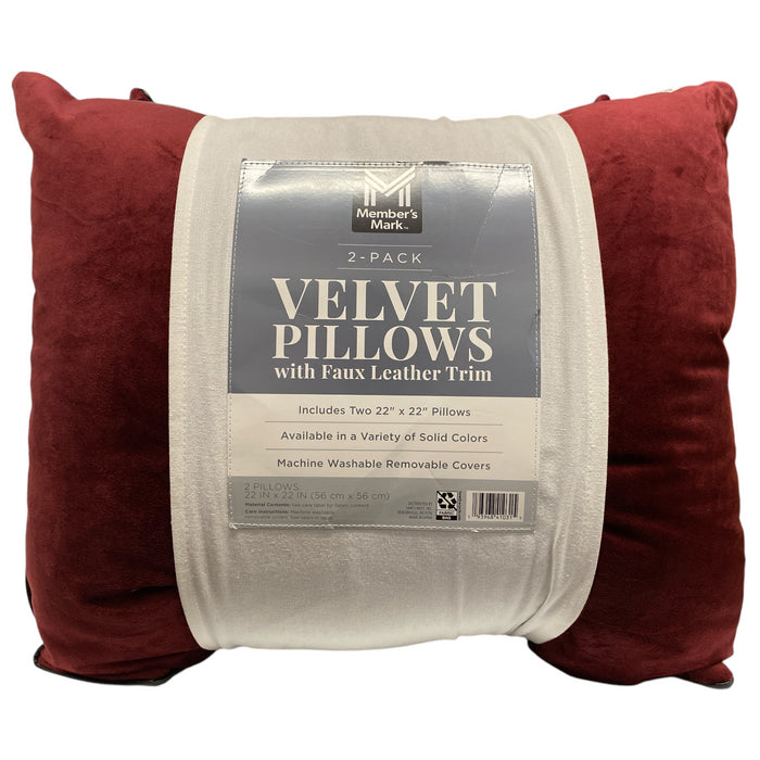 Member's Mark Dutch Velvet Decorative Pillows, 22" x 22", 2pk