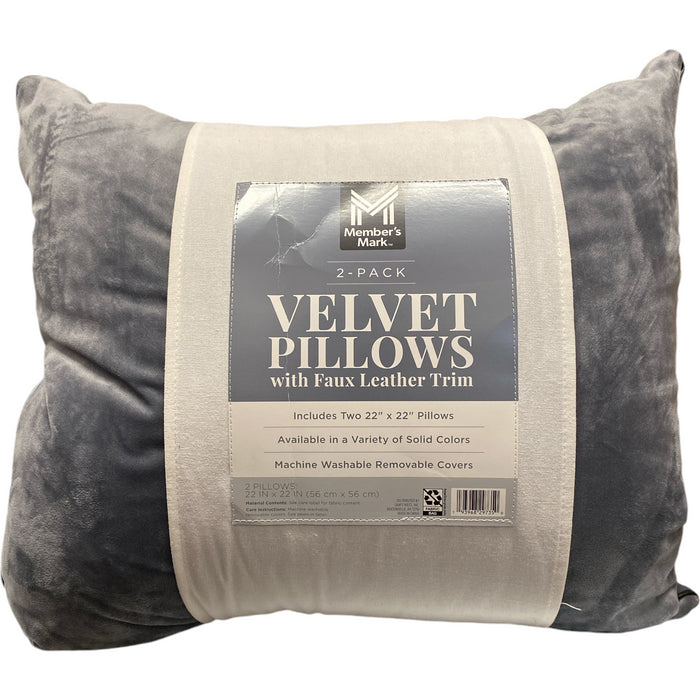 Member's Mark Dutch Velvet Decorative Pillows, 22" x 22", 2pk