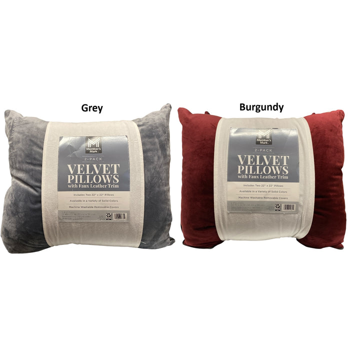 Member's Mark Dutch Velvet Decorative Pillows, 22" x 22", 2pk