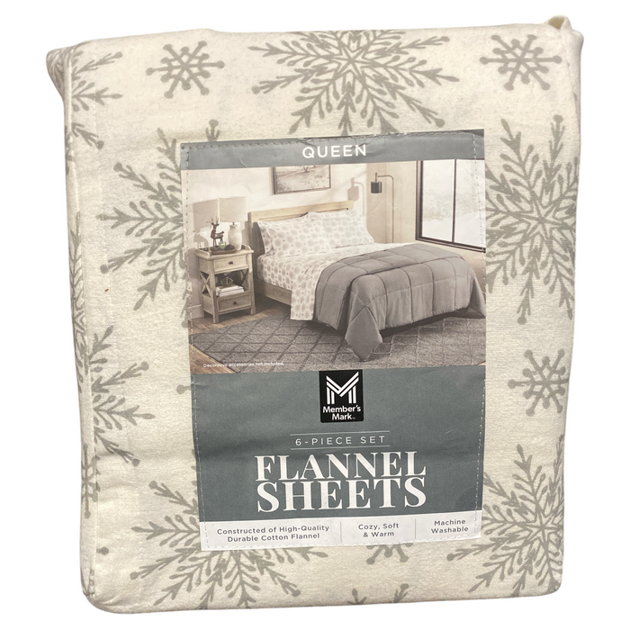 Member's Mark Cotton 6 Piece Flannel Sheet Set with Pillowcases, Queen