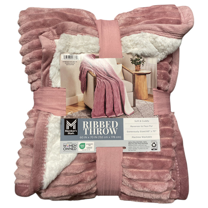 Member's Mark Extremely Soft Ribbed Throw with Faux Fur Reverse, 60"x70"