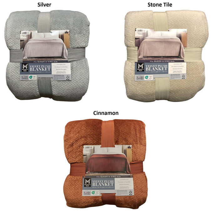 Member's Mark Luxurious & Soft Herringbone Velvet Plush Blanket, 106"x94"