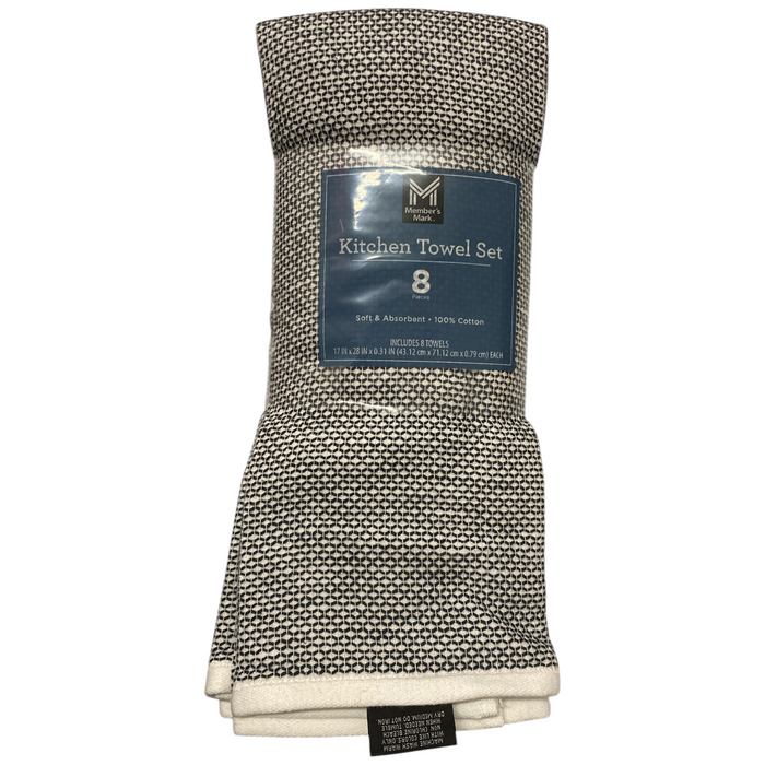 Member's Mark Soft & Absorbent Leno Waffle Kitchen Towel Set, 100% Cotton, 8pc