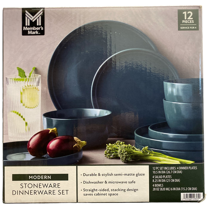 Member's Mark Modern Durable Semi-Matte Stoneware Dinnerware Set, 12 Piece