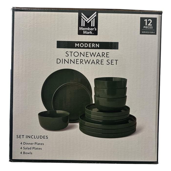 Member's Mark Modern Durable Semi-Matte Stoneware Dinnerware Set, 12 Piece