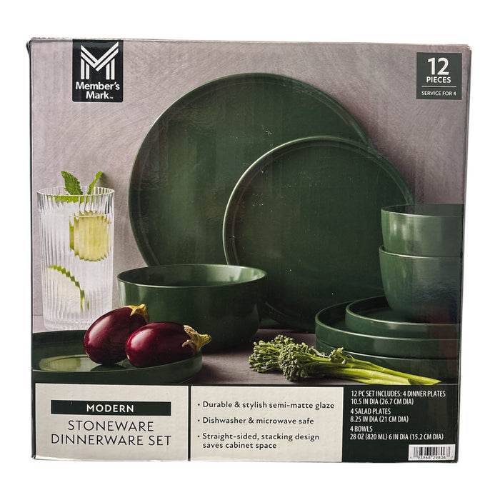 Member's Mark Modern Durable Semi-Matte Stoneware Dinnerware Set, 12 Piece