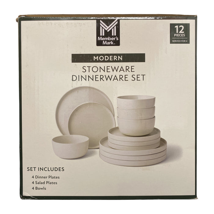 Member's Mark Modern Durable Semi-Matte Stoneware Dinnerware Set, 12 Piece