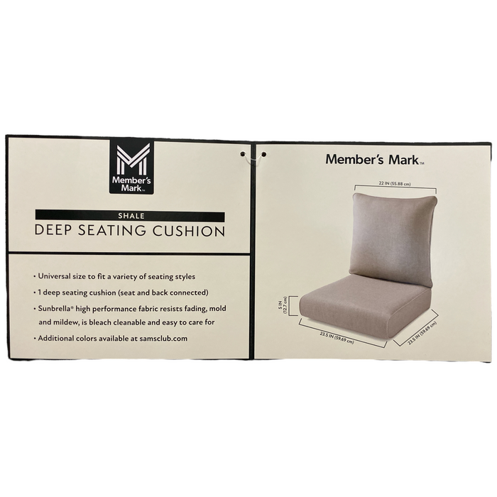 Member's Mark High Performance Sunbrella Fabric Deep Seating Cushion, Shale
