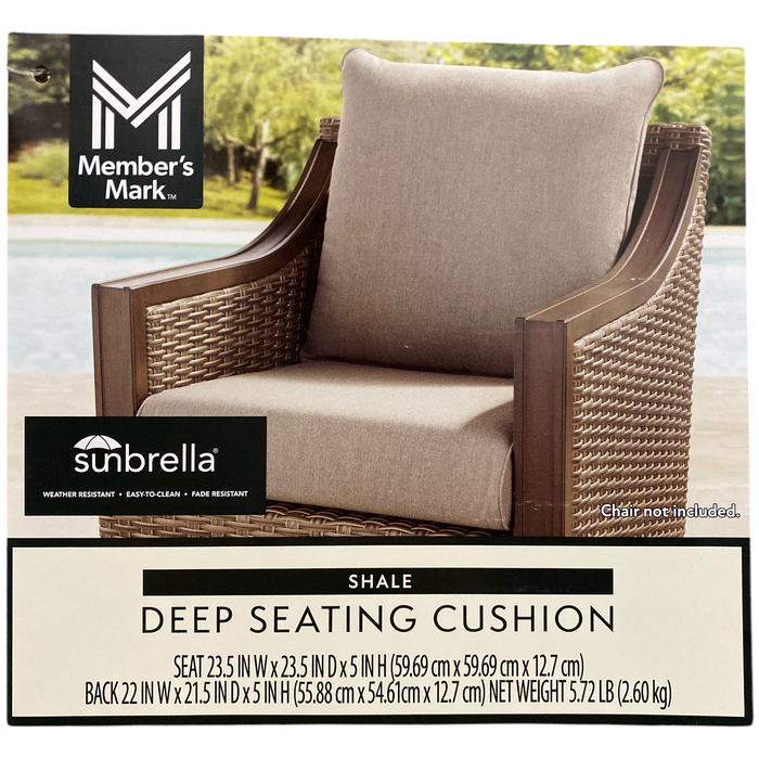 Member's Mark High Performance Sunbrella Fabric Deep Seating Cushion, Shale