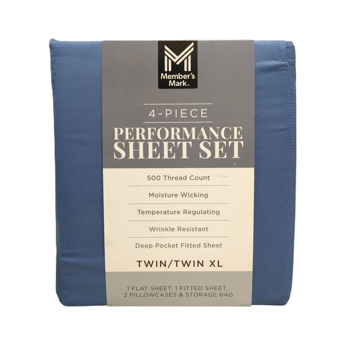 Member's Mark 500 Thread Count, 4 Piece Performance Sheet Set, Twin/Twin XL