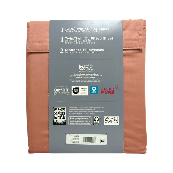 Member's Mark 500 Thread Count, 4 Piece Performance Sheet Set, Twin/Twin XL