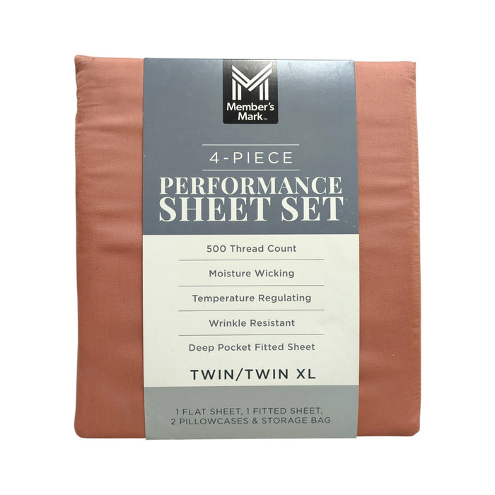Member's Mark 500 Thread Count, 4 Piece Performance Sheet Set, Twin/Twin XL