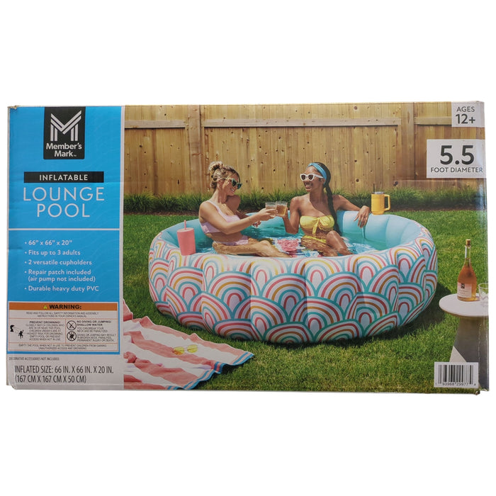Member's Mark Inflatable Lounge Pool with Cup Holders, Rainbow