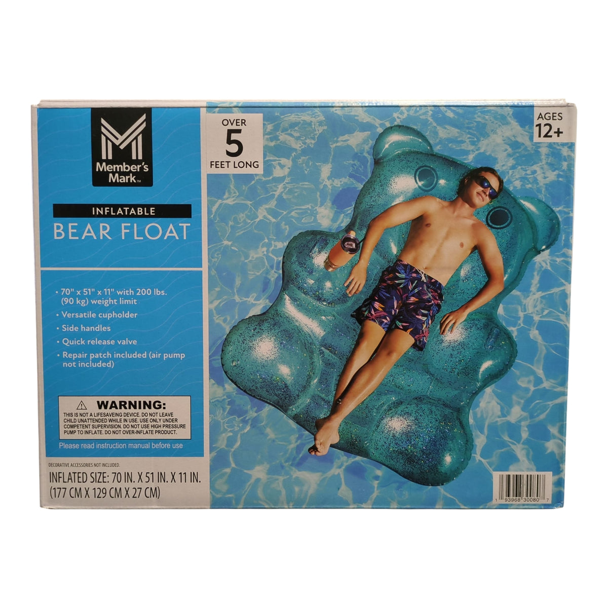 Inflatable Bear Pool Float Member's Mark Oversized Inflatable Teal Bear Float, Over 5' Long ...