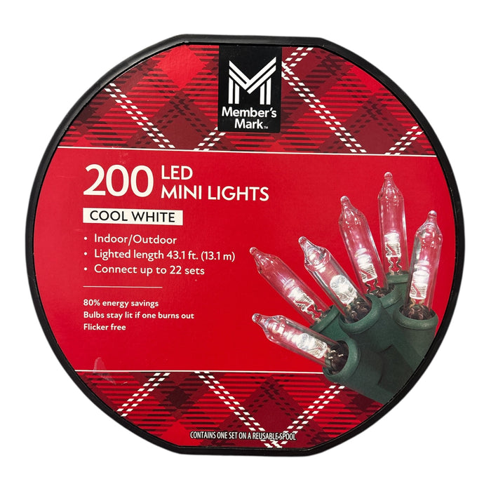 Member's Mark Indoor/Outdoor LED Mini Lights, 43.1 ft Length, Cool White, 200 Ct