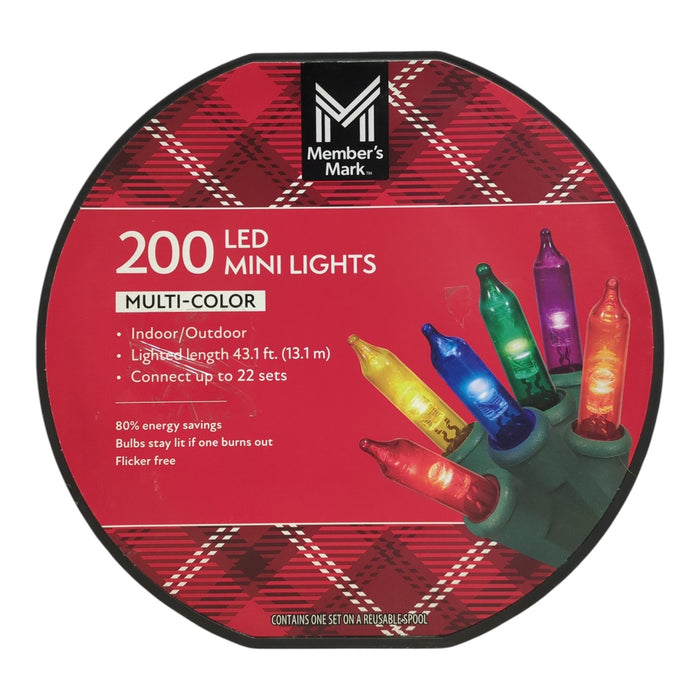 Member's Mark Indoor/Outdoor LED Mini Lights, 43.1 ft Length, Multicolor, 200 Ct