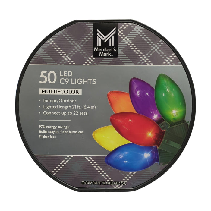 Member's Mark LED C9 Indoor/Outdoor Lights, Multicolor, 50 ct, 21'