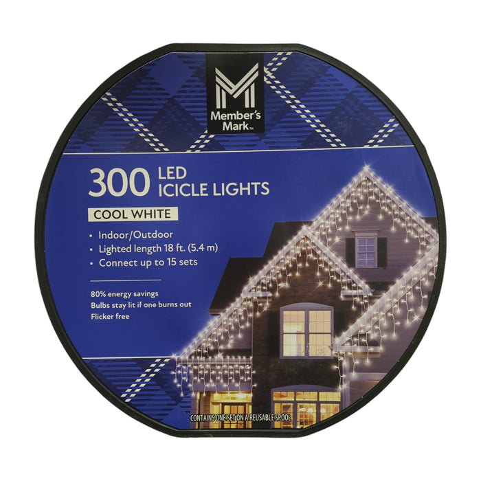 Member's Mark LED Icicle Lights, 18ft Lighted Length, 300ct