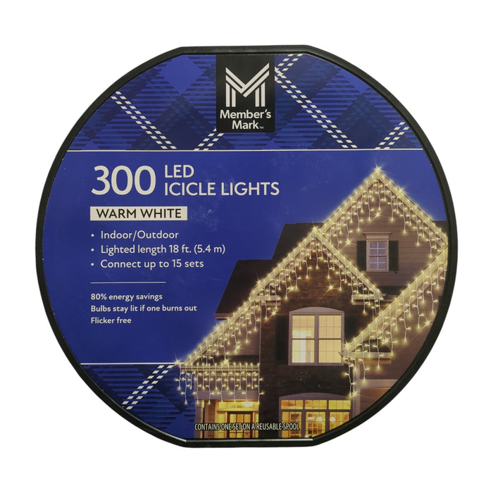 Member's Mark LED Icicle Lights, 18ft Lighted Length, 300ct