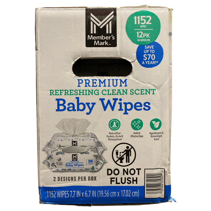 Member's Mark Premium Baby Wipes Refreshing Clean Scent, 12 Packs (1152 ct.)