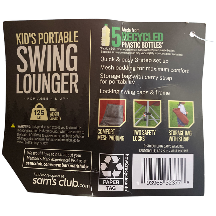 Member's Mark Youth Swing Lounger with Storage Bag