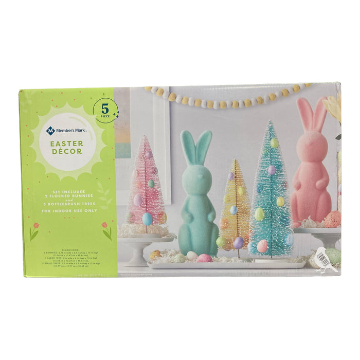 Member's Mark 5 Piece Flocked Easter Bunny Decor Set