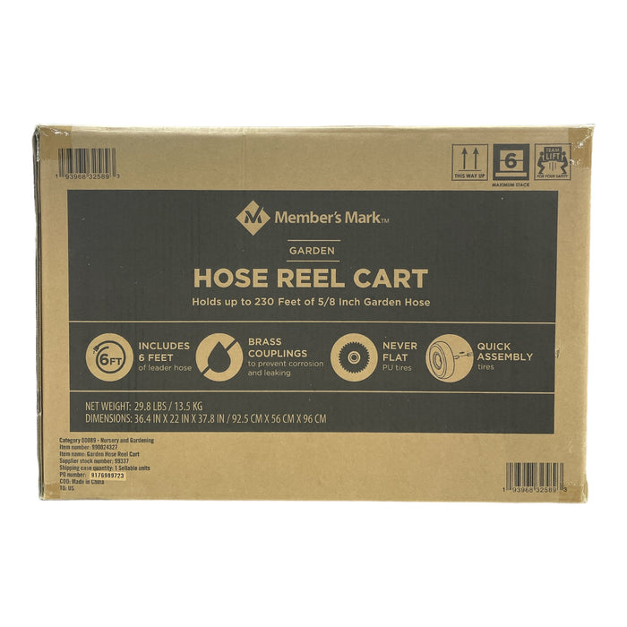 Member's Mark Heavy Duty Hose Reel Cart with Steel Basket, Gray