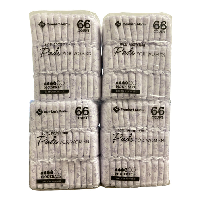 Member's Mark Total Protection Pads for Women, Moderate, Regular Length, 264 ct