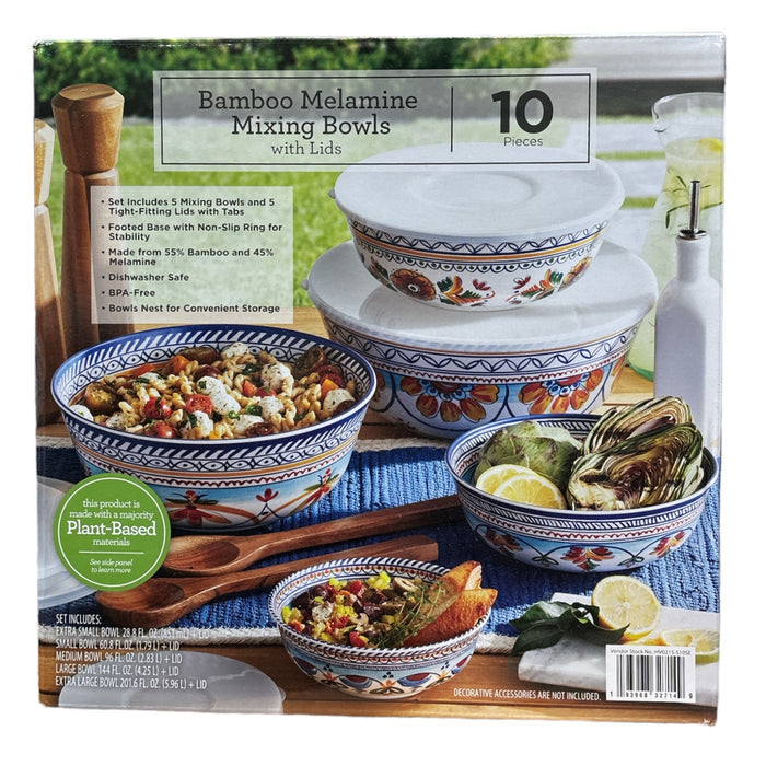 Member's Mark Melamine Mixing Bowls With Lids 10 piece, Seville