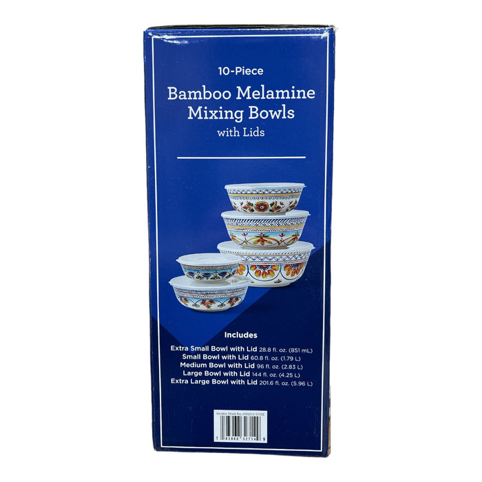Member's Mark Melamine Mixing Bowls With Lids 10 piece, Seville