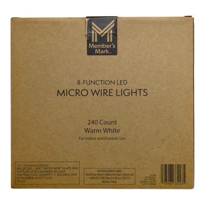 Member's Mark 240 Count 8 Function LED Micro Wire Lights, Warm White