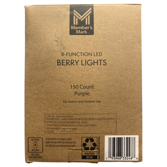 Member's Mark 50ct Battery Operated LED Berry Lights, Purple, Set of 3