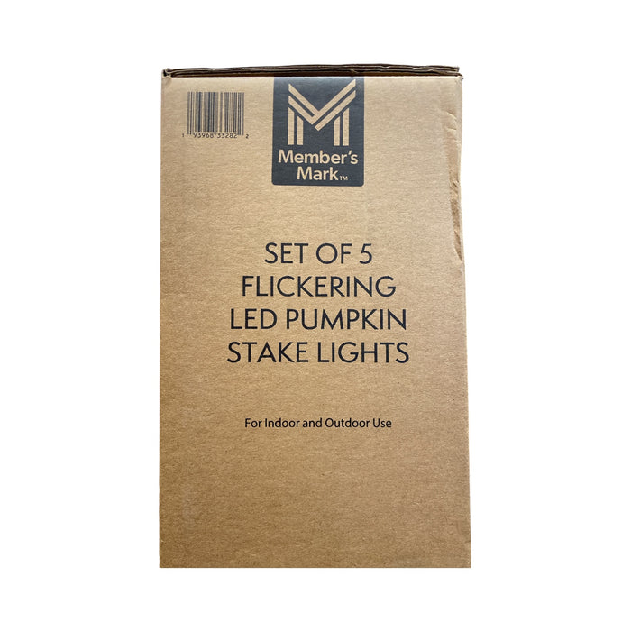 Member's Mark Pre-Lit Flickering LED Pumpkin Pathway Lights, Set of 5