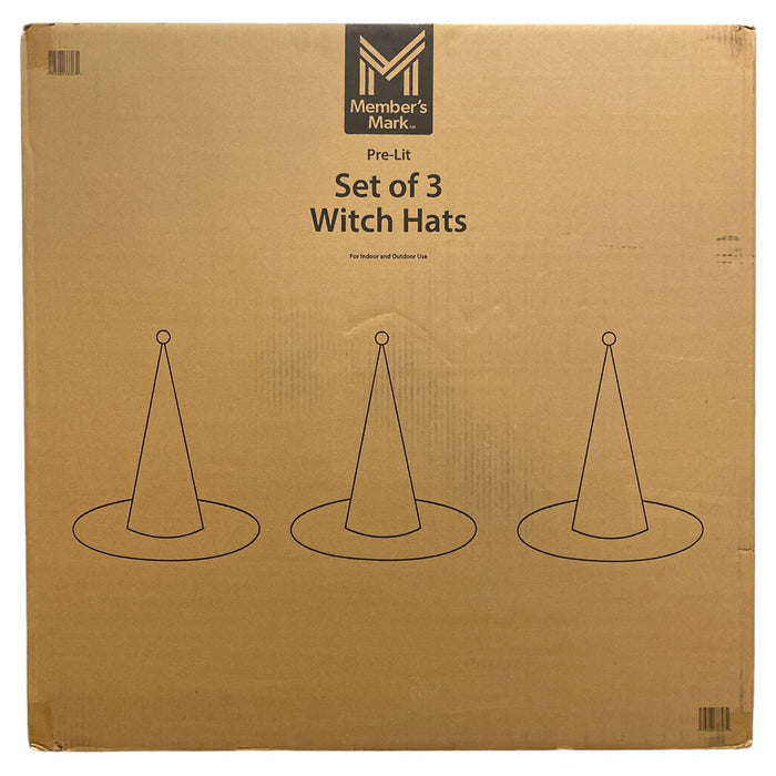 Member's Mark 180 LED Pre-Lit Hanging Witch Hats, Set of 3