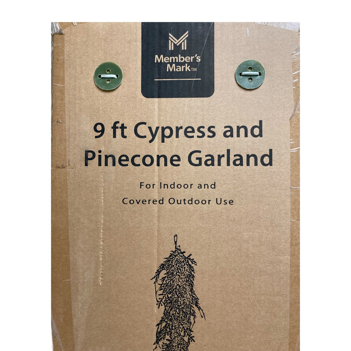Member's Mark Unlit 9' Cypress and Pinecone Holiday Garland