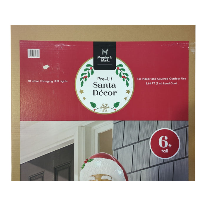 Member's Mark LED Pre-Lit Resin Santa, 6ft, Multicultural