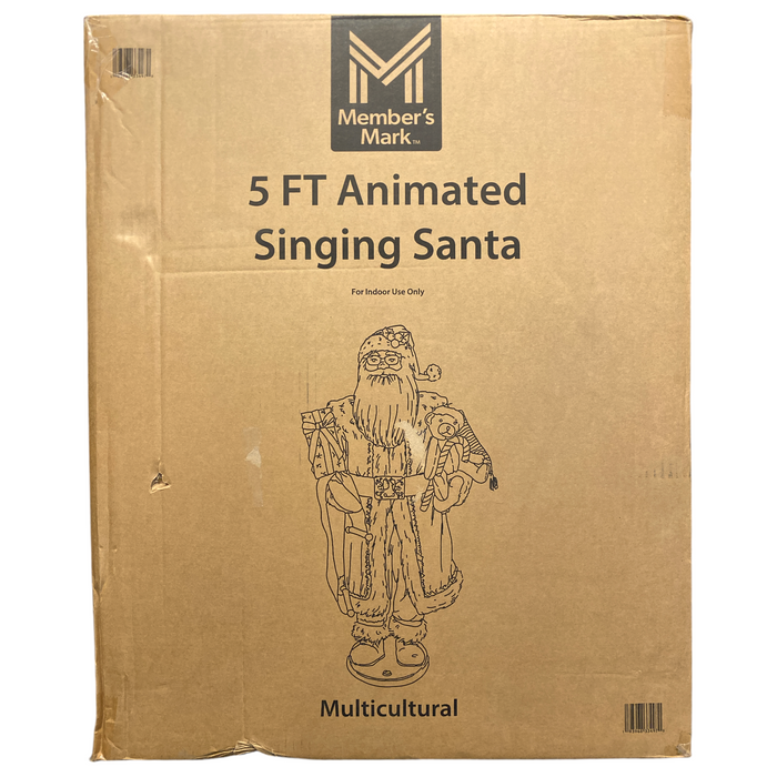 Members Mark Animated Singing Muliticultural Santa with Hand Painted Face, 5ft