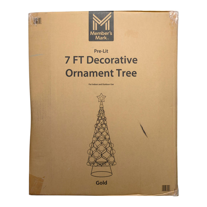 Member's Mark Pre-Lit 816 LED Ornament Tree, 7ft, Gold
